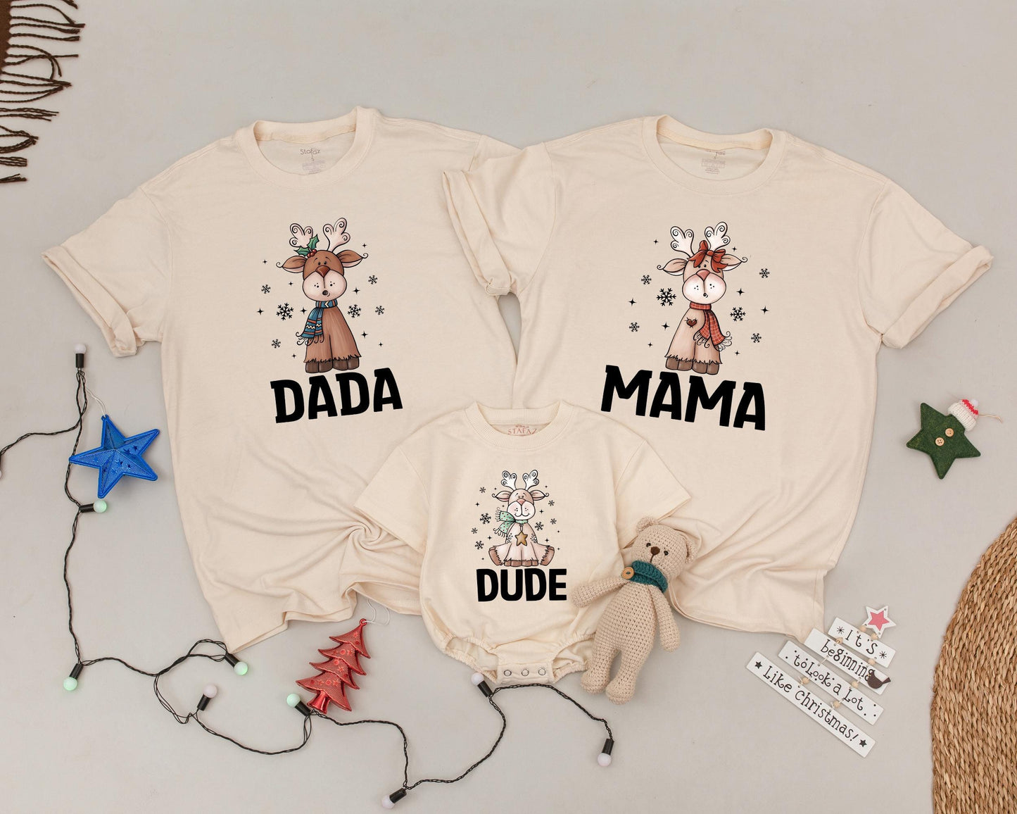 Custom Reindeer Family Shirts, Vintage Christmas Matching Outfit