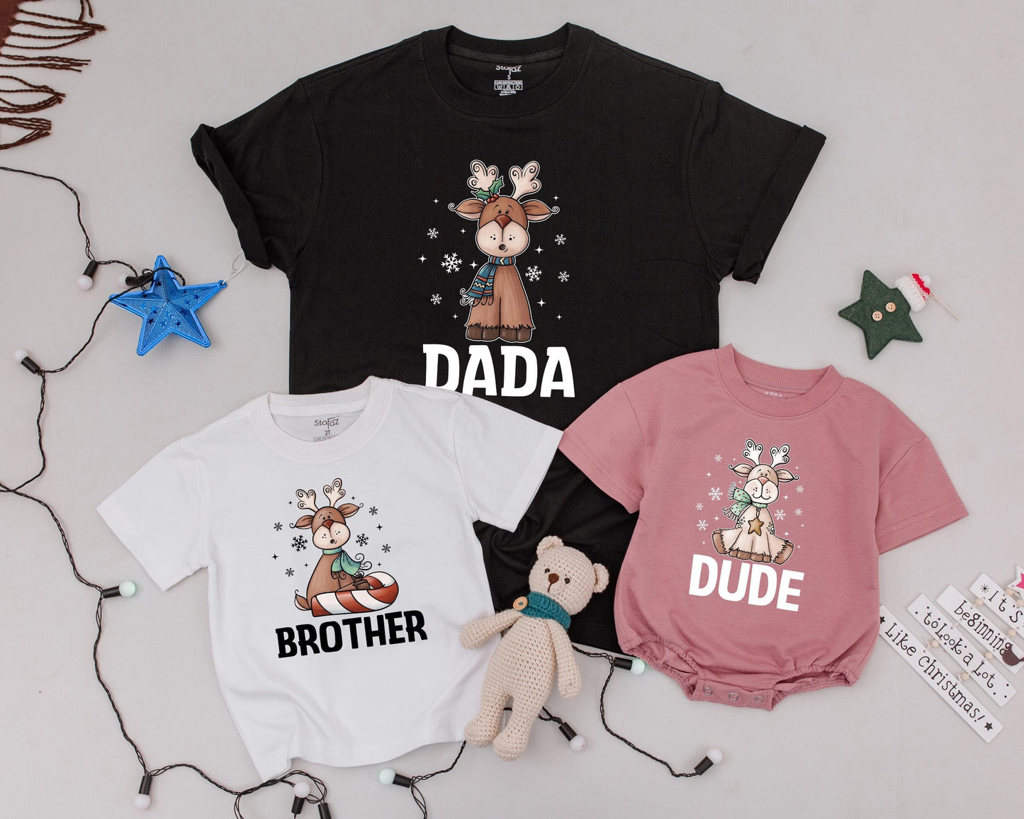 Custom Reindeer Family Shirts, Vintage Christmas Matching Outfit