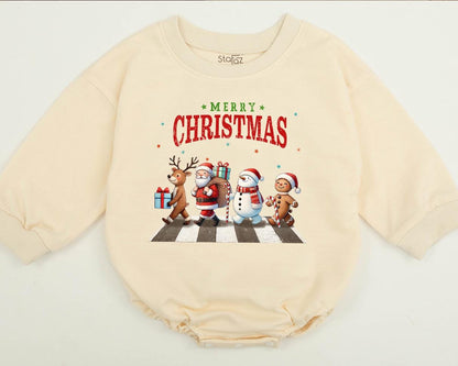 Merry Christmas Reindeer & Santa Baby Romper Toddler Sweatshirt Family Matching Festive Fun Gift