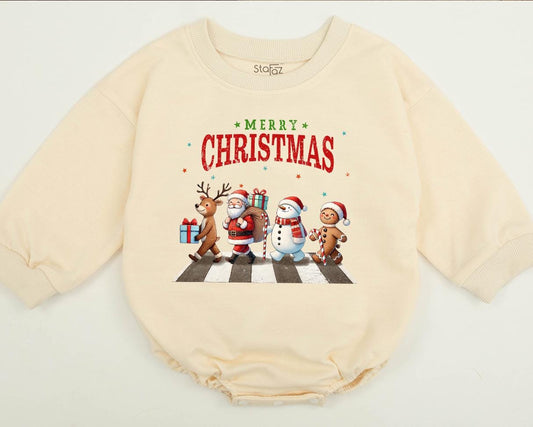 Merry Christmas Reindeer & Santa Baby Romper Toddler Sweatshirt Family Matching Festive Fun Gift