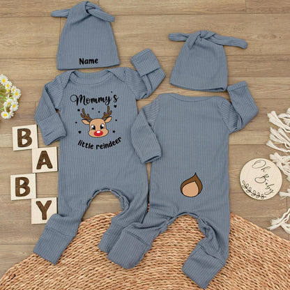 Mommy's Little Reindeer Baby Bodysuit & Hat Set Cute First Christmas Outfit Newborn Holiday Jumpsuit Baby Shower Gift Infant Whimsical Design