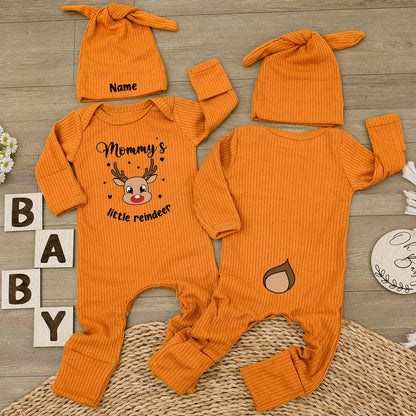 Mommy's Little Reindeer Baby Bodysuit & Hat Set Cute First Christmas Outfit Newborn Holiday Jumpsuit Baby Shower Gift Infant Whimsical Design