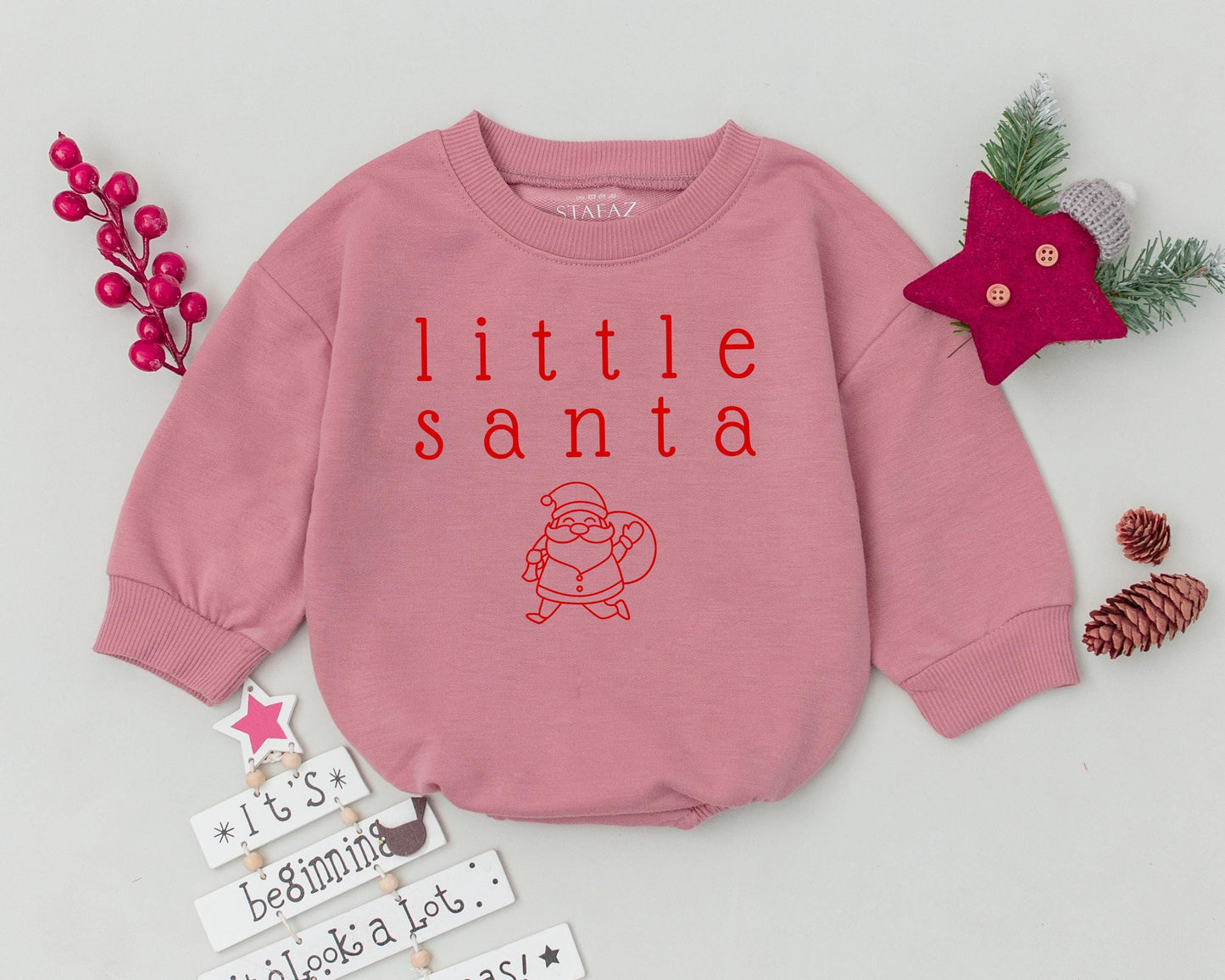 Retro Baby Santa Romper, Newborn Holiday Outfit, Custom Christmas Gift