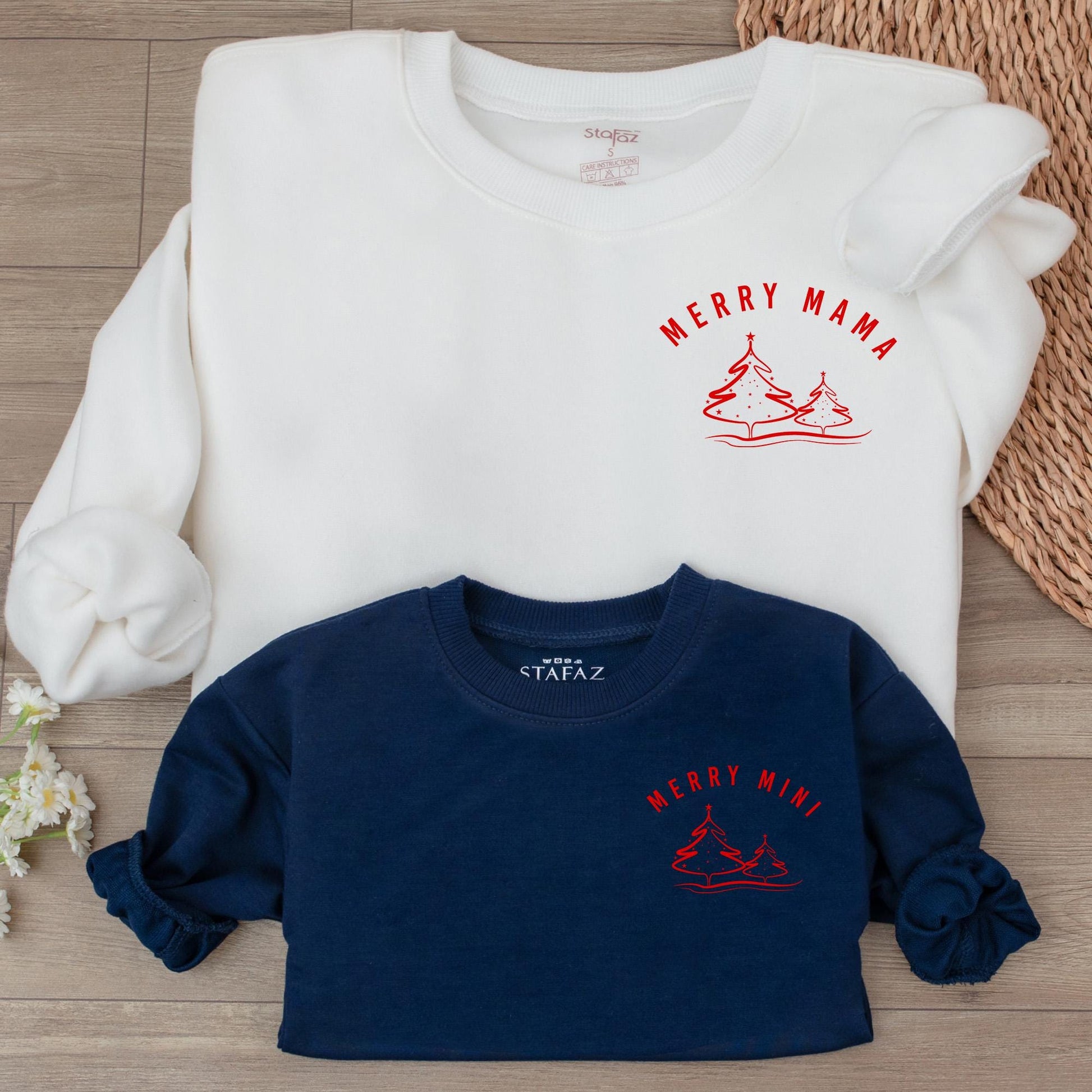 Matching Merry Mama & Mini Xmas Sweatshirts, Family Christmas Outfits