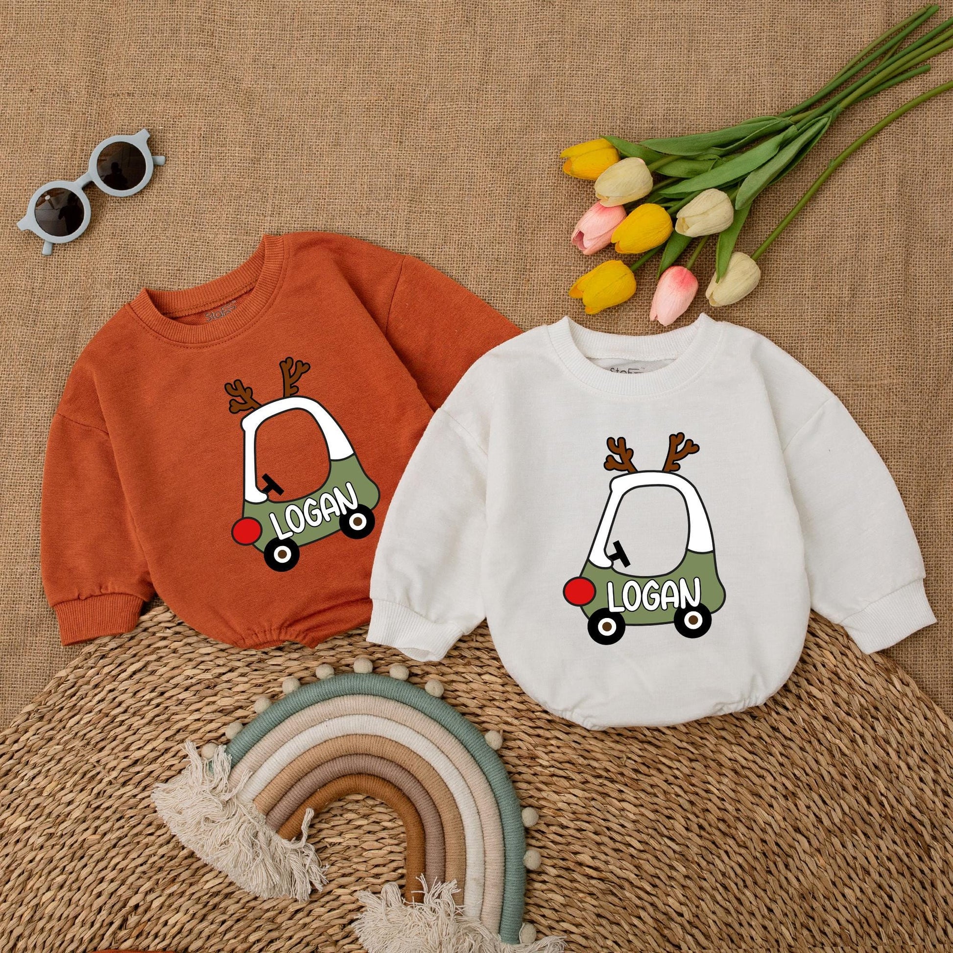 Festive Reindeer Baby Romper - Custom Christmas Outfit for Boys