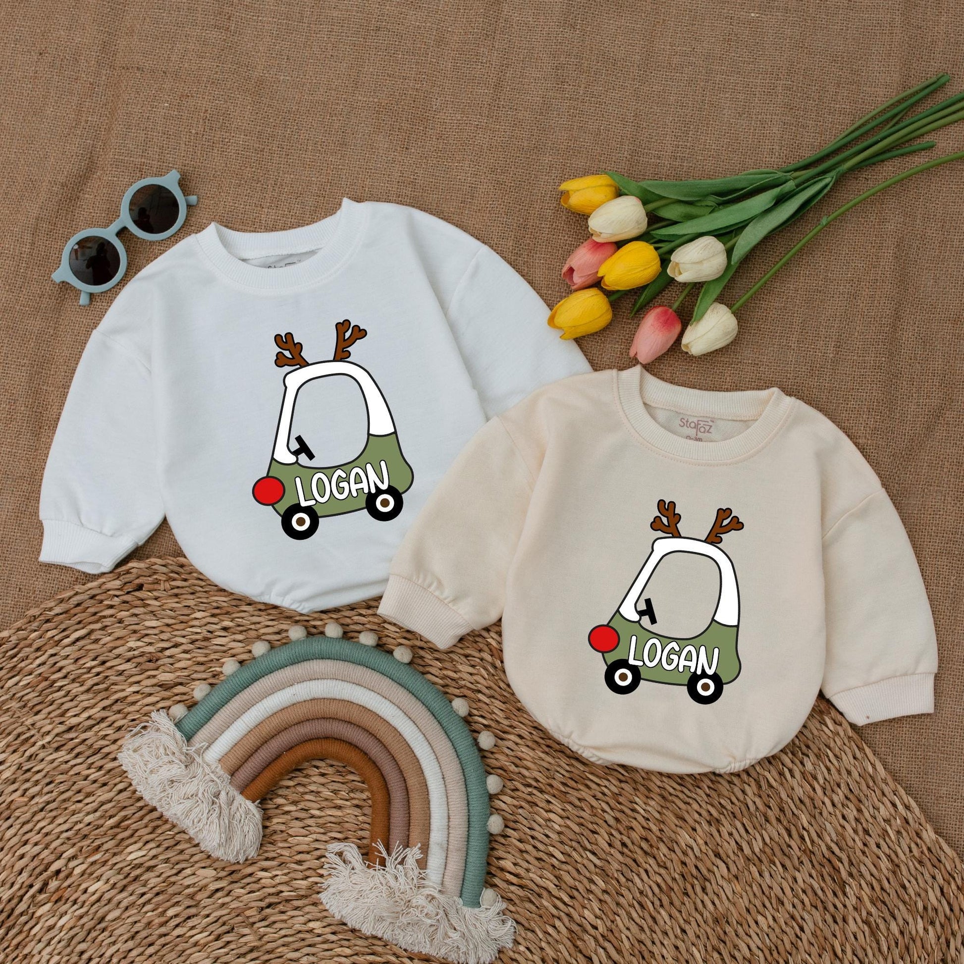 Festive Reindeer Baby Romper - Custom Christmas Outfit for Boys