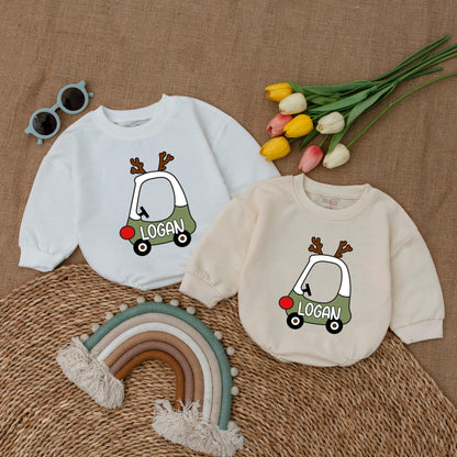 Festive Reindeer Baby Romper - Custom Christmas Outfit for Boys