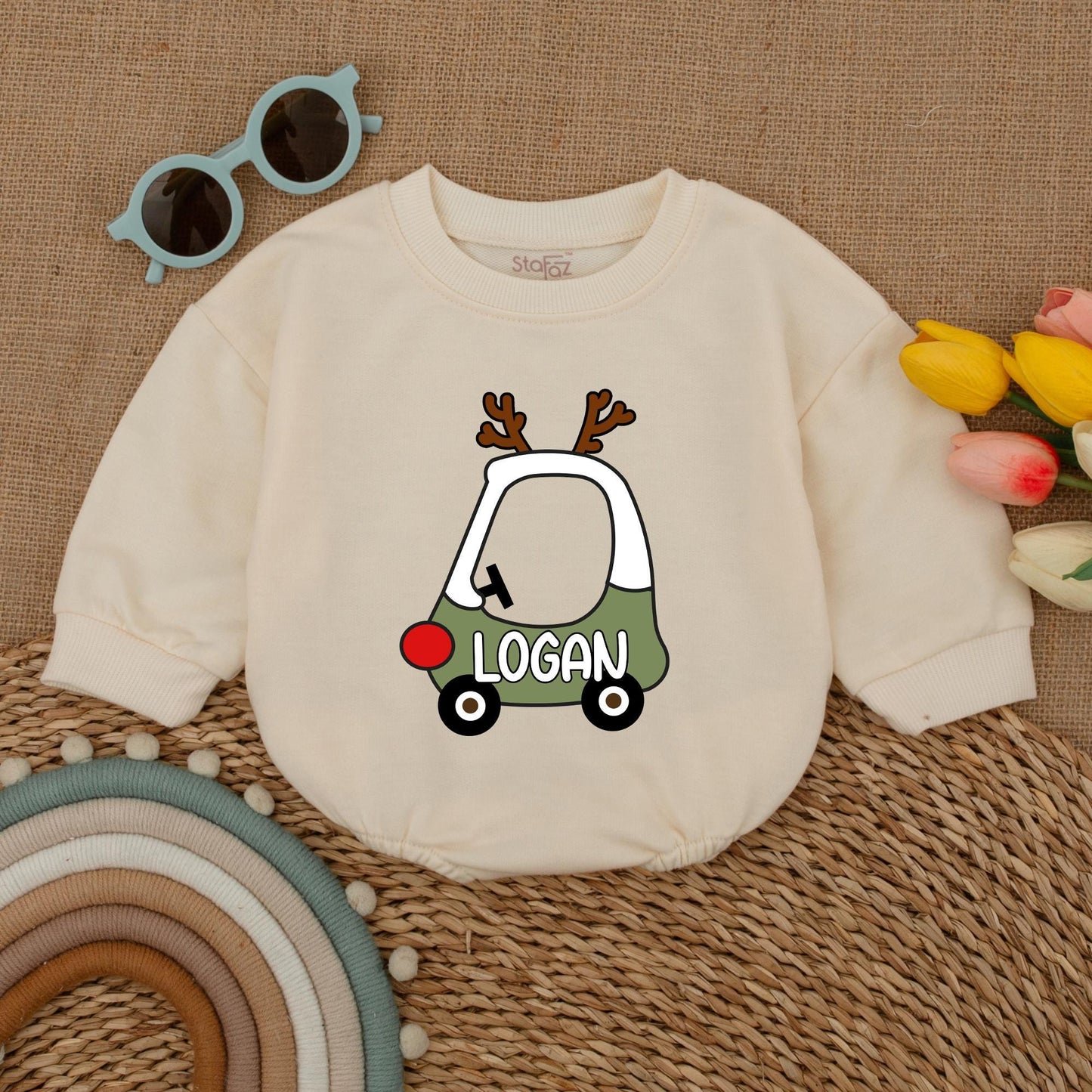 Festive Reindeer Baby Romper - Custom Christmas Outfit for Boys