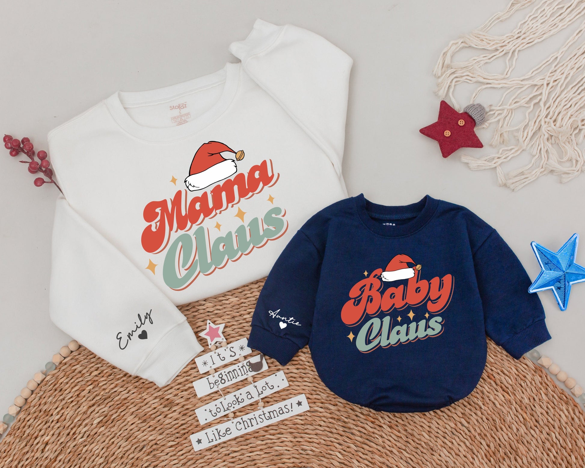 Matching Family Christmas Shirts: Mama, Baby Claus Outfit, Holiday Tee