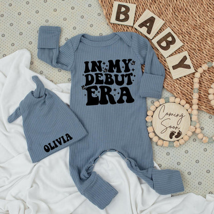 In My Debut Era Bodysuit & Hat Set - Baby Girl Going Home Outfit, Cute Newborn Gift, Black Star Butterfly Design, Modern Baby Clothes (138 chars)