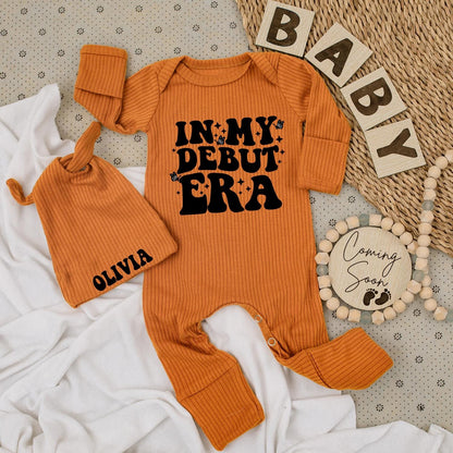 In My Debut Era Bodysuit & Hat Set - Baby Girl Going Home Outfit, Cute Newborn Gift, Black Star Butterfly Design, Modern Baby Clothes (138 chars)