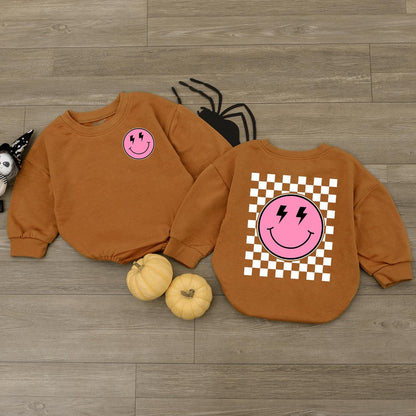 Happy Face Romper & Checkered Sweatshirt: Cute Baby Shower Gift