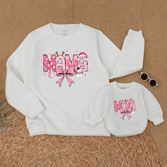 Mama and Mini Christmas Sweatshirts, Family Matching Holiday Outfits