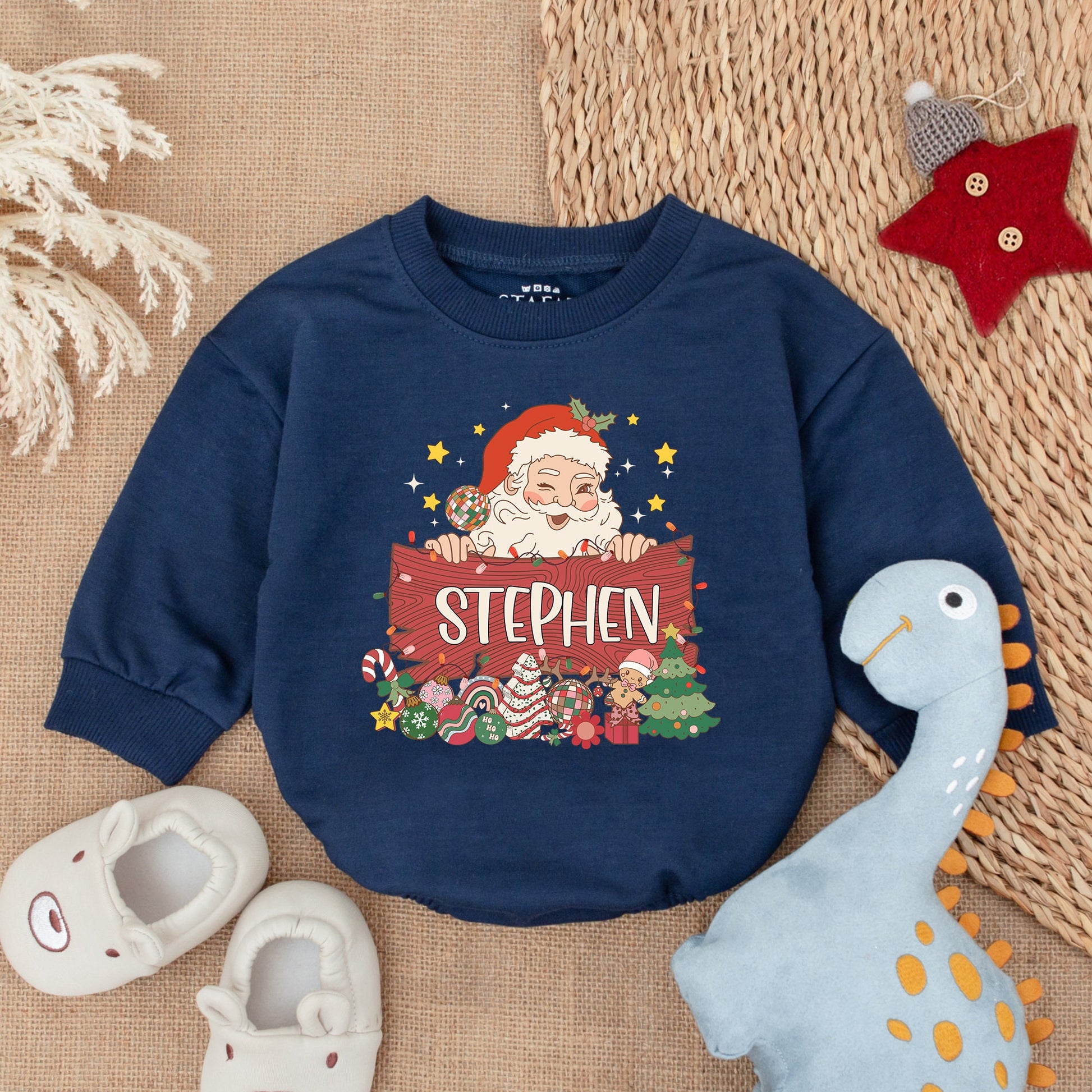 Personalized Baby Christmas Romper, Baby's First Festive Outfit