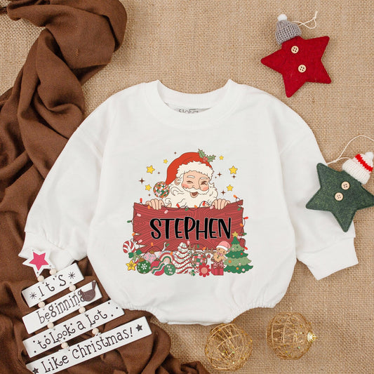 Personalized Baby Christmas Romper, Baby's First Festive Outfit