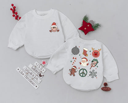 Vintage Christmas Baby Romper Retro Santa Claus Reindeer Gingerbread Man Baby Shower Gift Infant Clothes My First Christmas Outfit