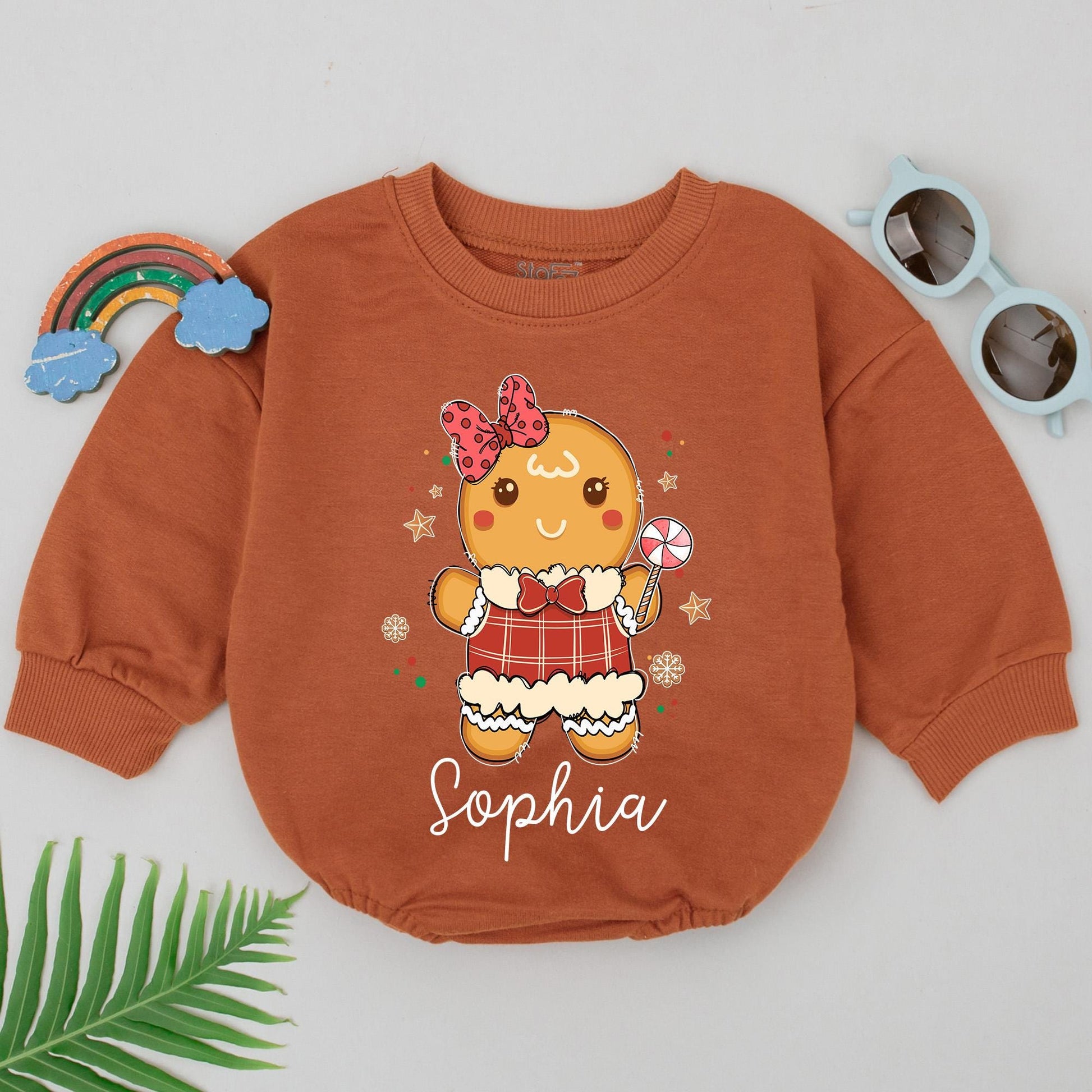 Gingerbread Christmas Romper - Personalized Newborn & Baby Gift