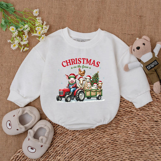 Farm Animal Christmas Romper: Baby's 1st Holiday Outfit & Gift