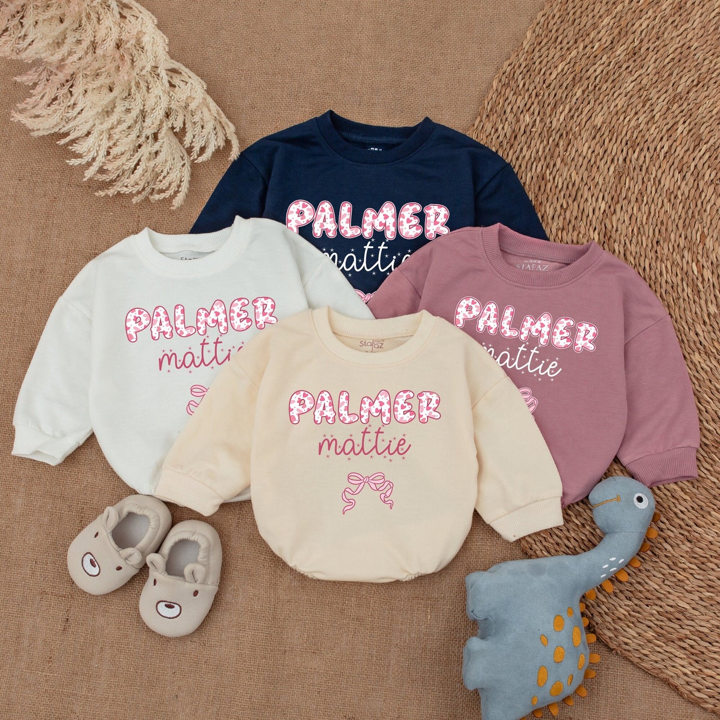 Custom Blue Baby Romper Sweatshirt - Oversized & Personalized