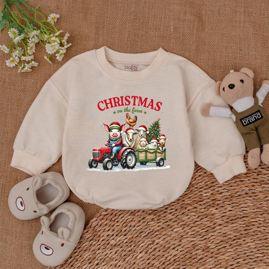 Farm Animal Christmas Romper: Baby's 1st Holiday Outfit & Gift