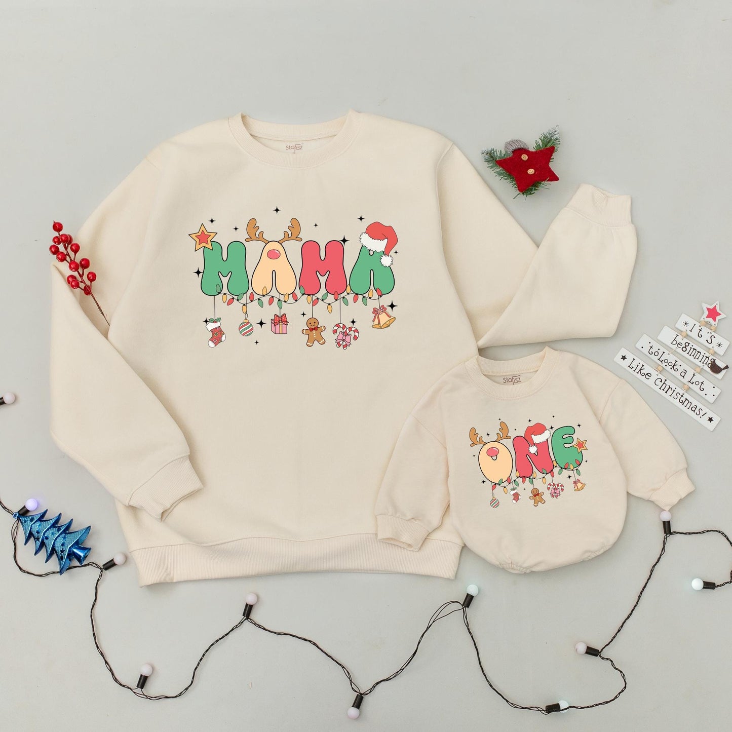 Family Christmas Sweaters & Baby's 1st Romper - Trendy Festive Gift