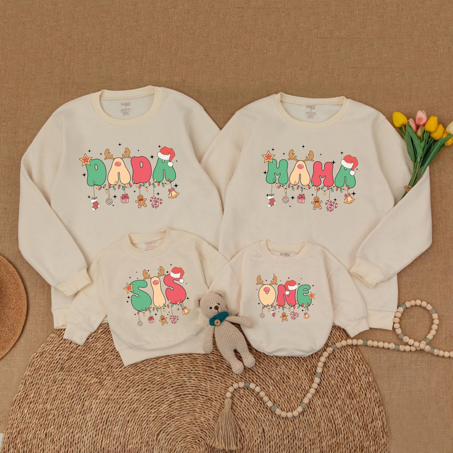 Family Christmas Sweaters & Baby's 1st Romper - Trendy Festive Gift