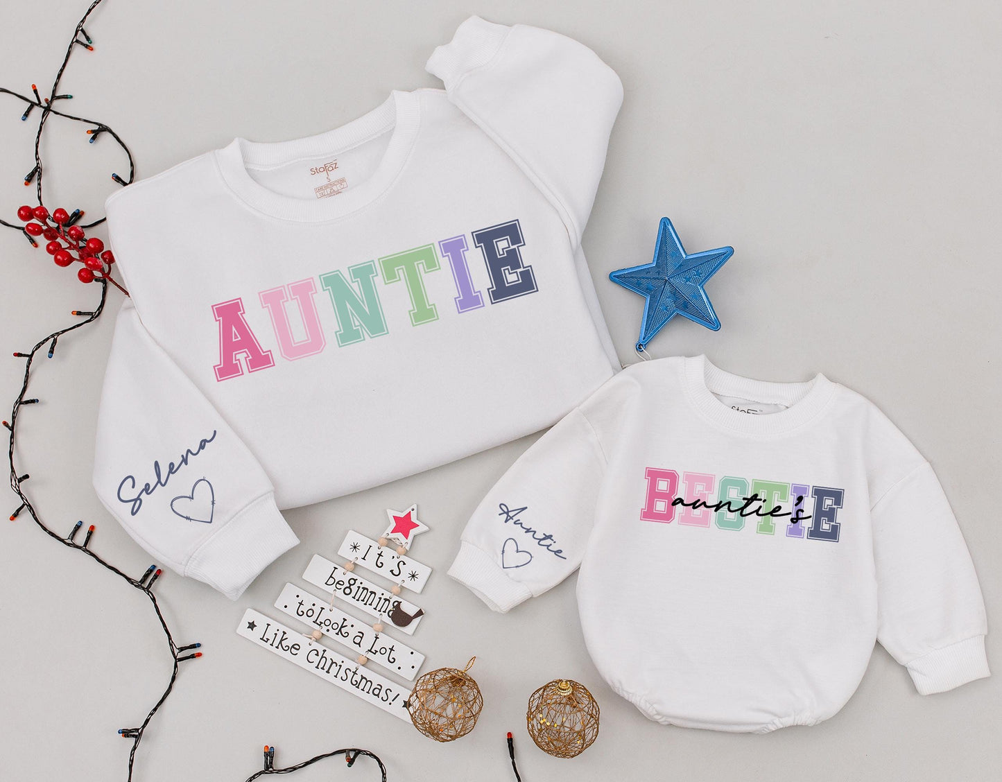 Matching Auntie & Niece/Nephew Sweaters - Custom Holiday Gift