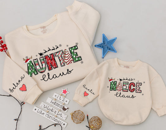 Auntie and Me Claus Sweatshirt Set – Perfect Christmas Gift