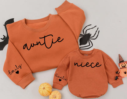 Auntie & Niece Matching Sweatshirts, Personalized Christmas Gift Set