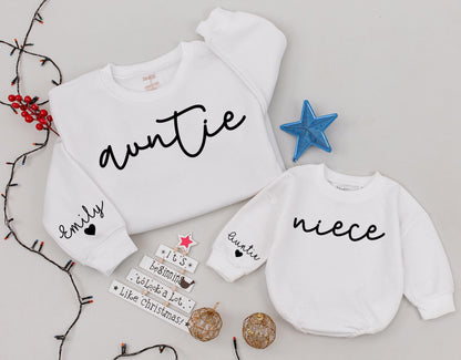 Auntie & Niece Matching Sweatshirts, Personalized Christmas Gift Set