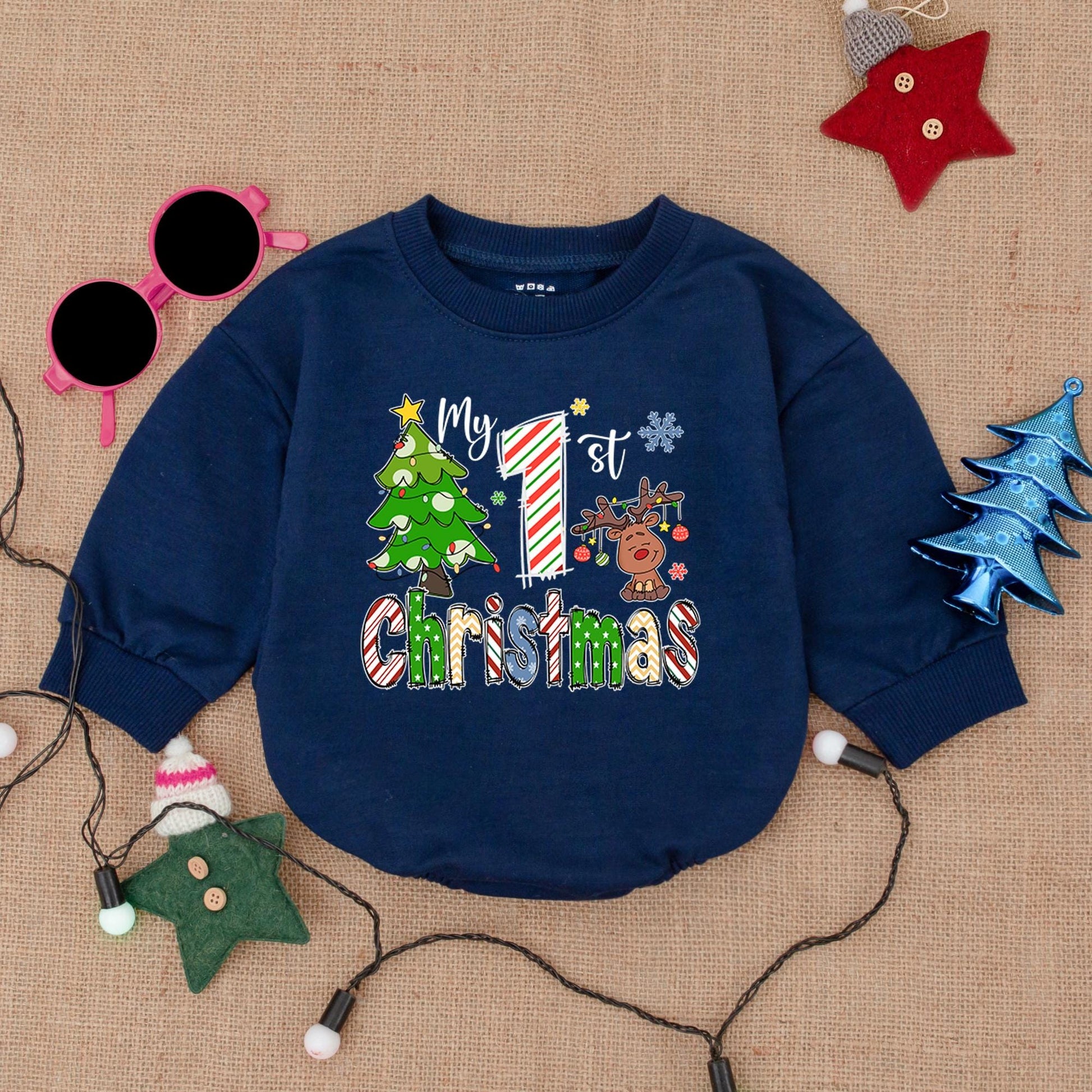 Personalized First Christmas Baby Romper - Cozy Holiday Outfit Gift  