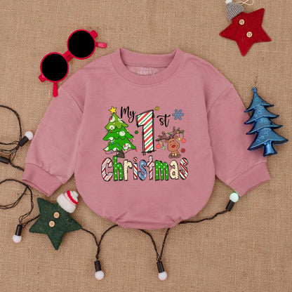 Personalized First Christmas Baby Romper - Cozy Holiday Outfit Gift  