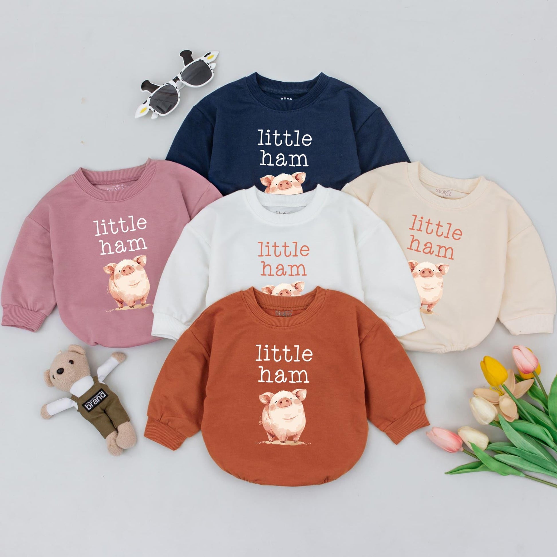 Little Ham Pig Baby Romper Cute Watercolor Piggy Farm Animal Baby Shower Gift Newborn Outfit