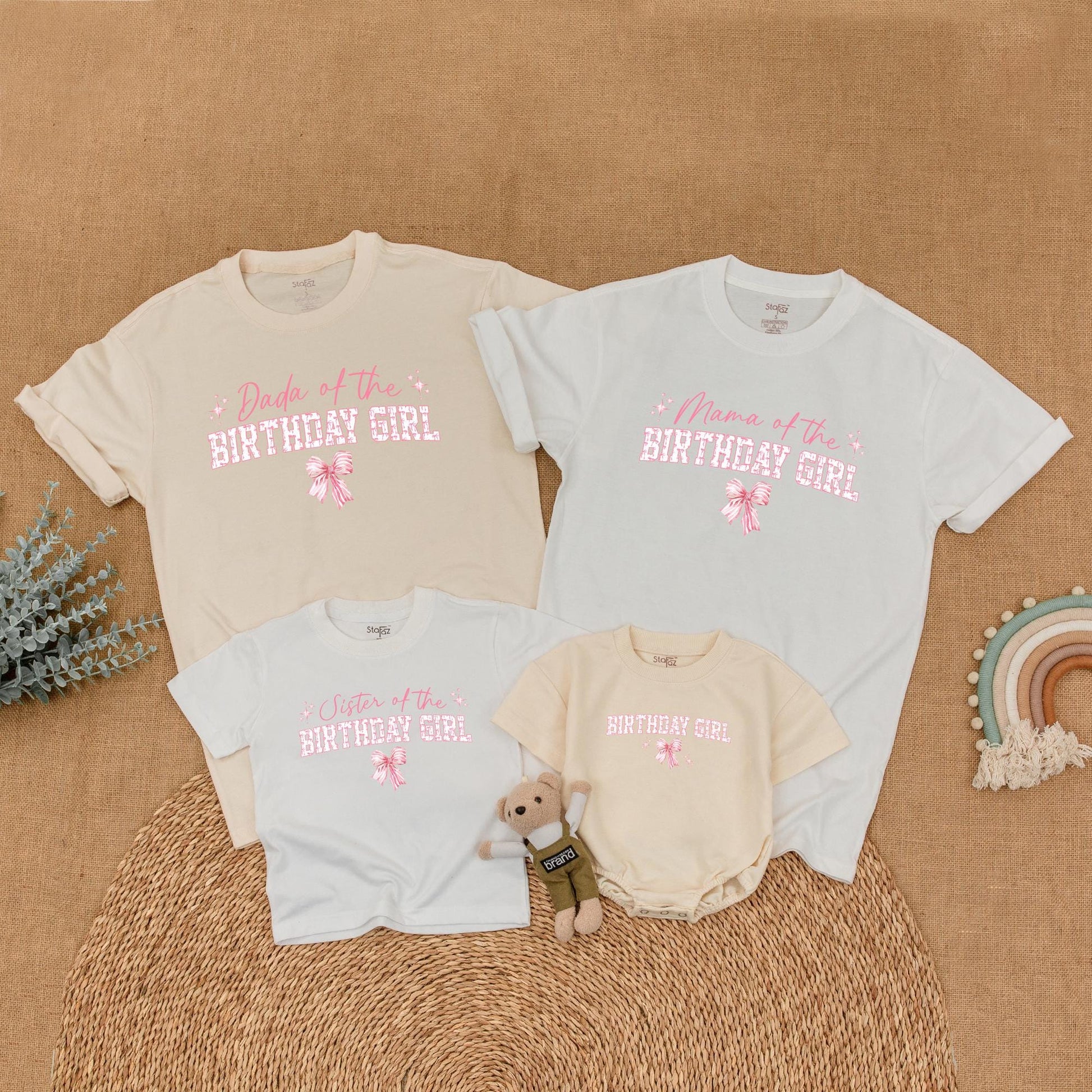 Pink Bow 1st Birthday Family Set: Mommy & Baby Matching Outfits