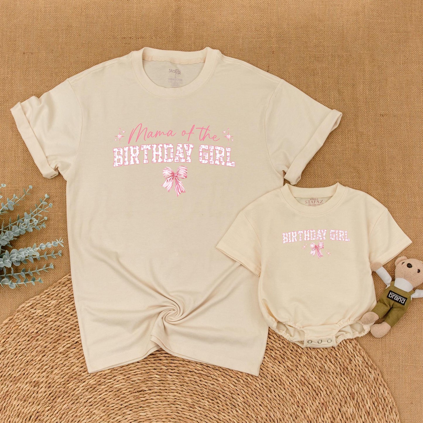 Pink Bow 1st Birthday Family Set: Mommy & Baby Matching Outfits