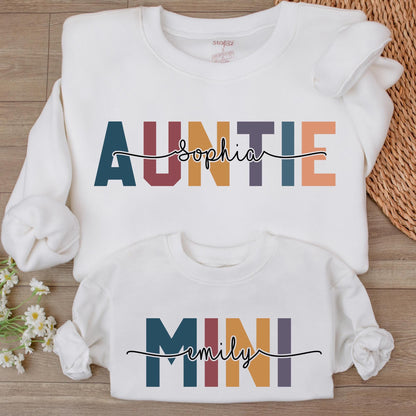 Matching Retro Auntie & Mini Sweatshirt Set - Perfect Gift for Families