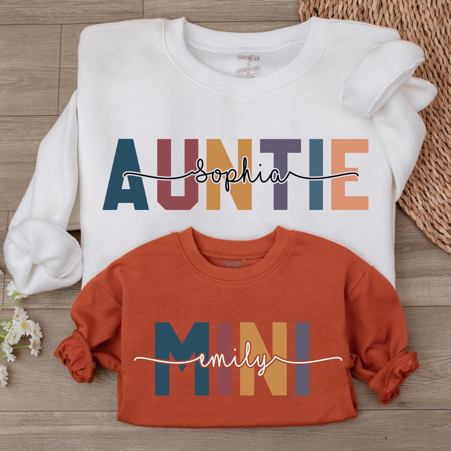 Matching Retro Auntie & Mini Sweatshirt Set - Perfect Gift for Families