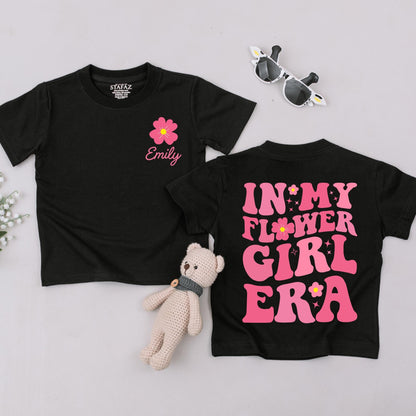 Personalized Flower Girl Era T-Shirt Pink Yellow Flower Custom Name Toddler Baby Wedding Party Gift