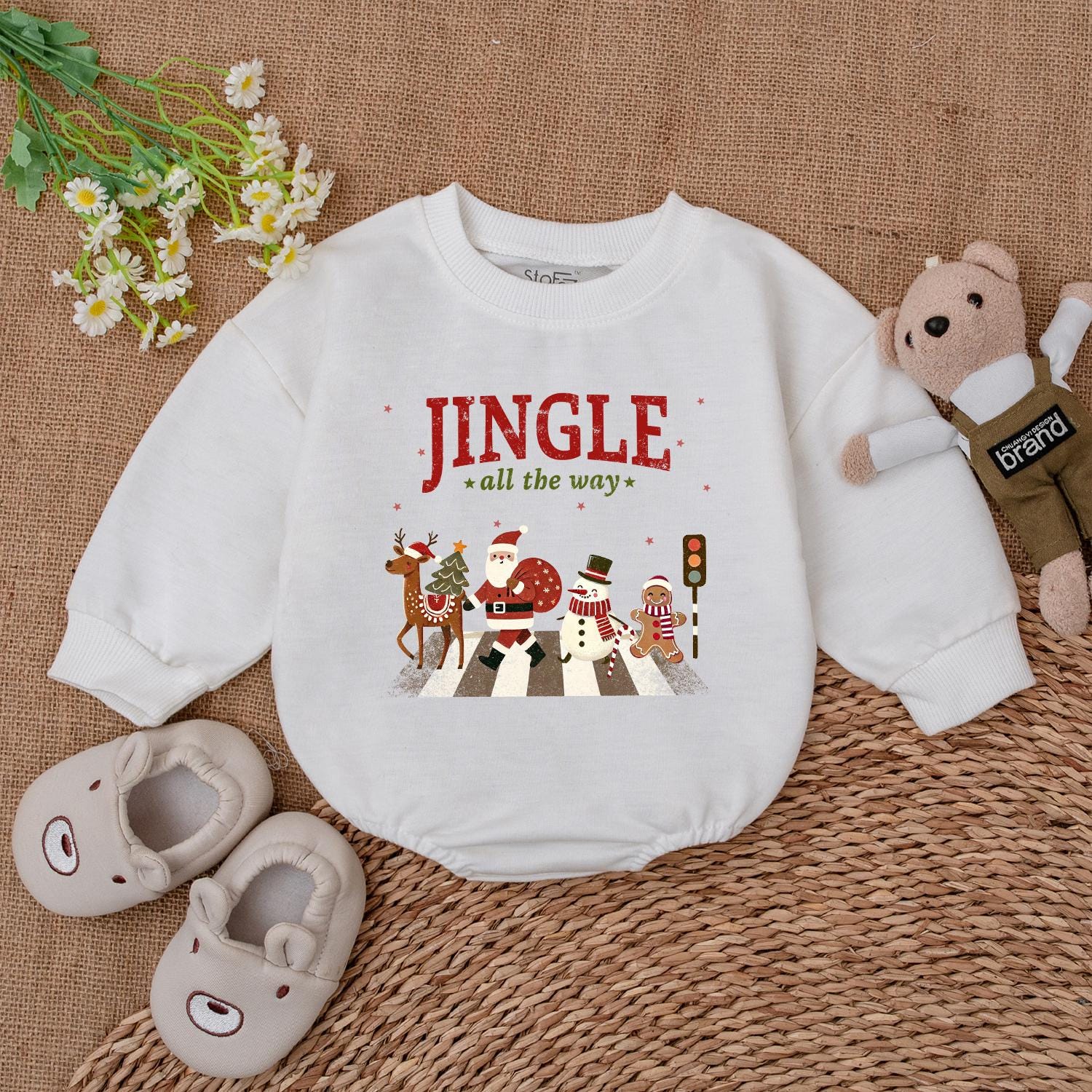 Retro Santa Baby Bubble Romper - 1st Christmas Outfit & Shower Gift