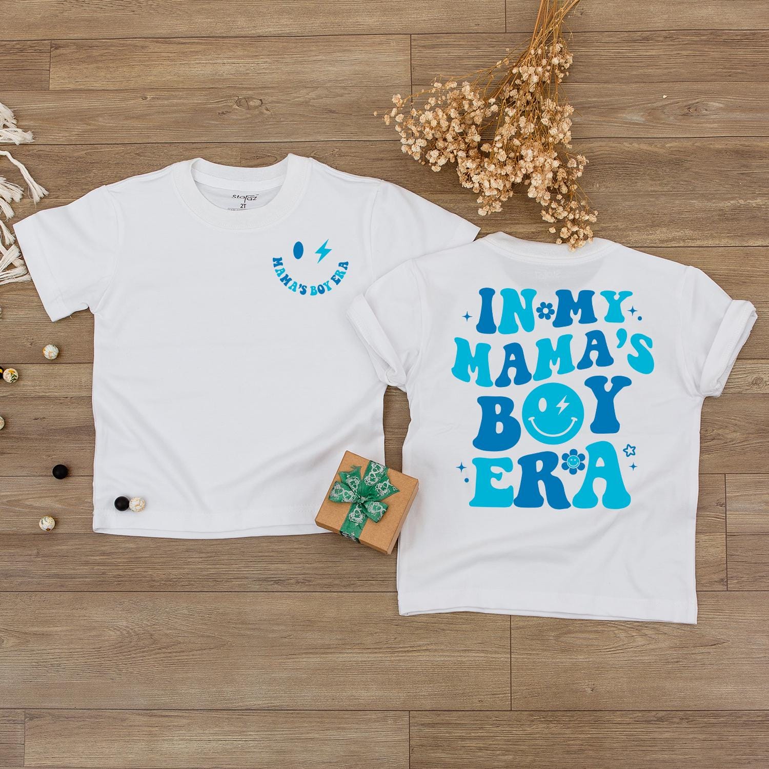 In My Mama's Boy Era Romper Retro Newborn Bodysuit with Blue Floral Lettering Playful Infant Clothes Baby Shower Gift Matching Family Outfit Announcement 139