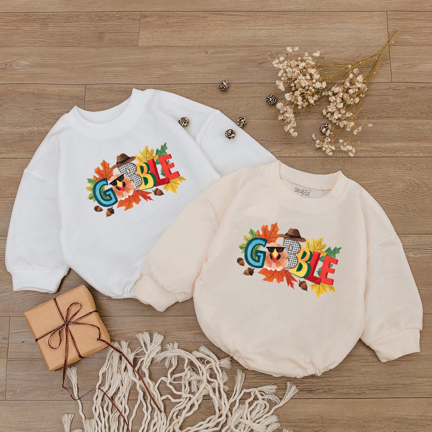 First Thanksgiving Baby Outfit: Pumpkin Romper & Turkey Day Sweatshirt