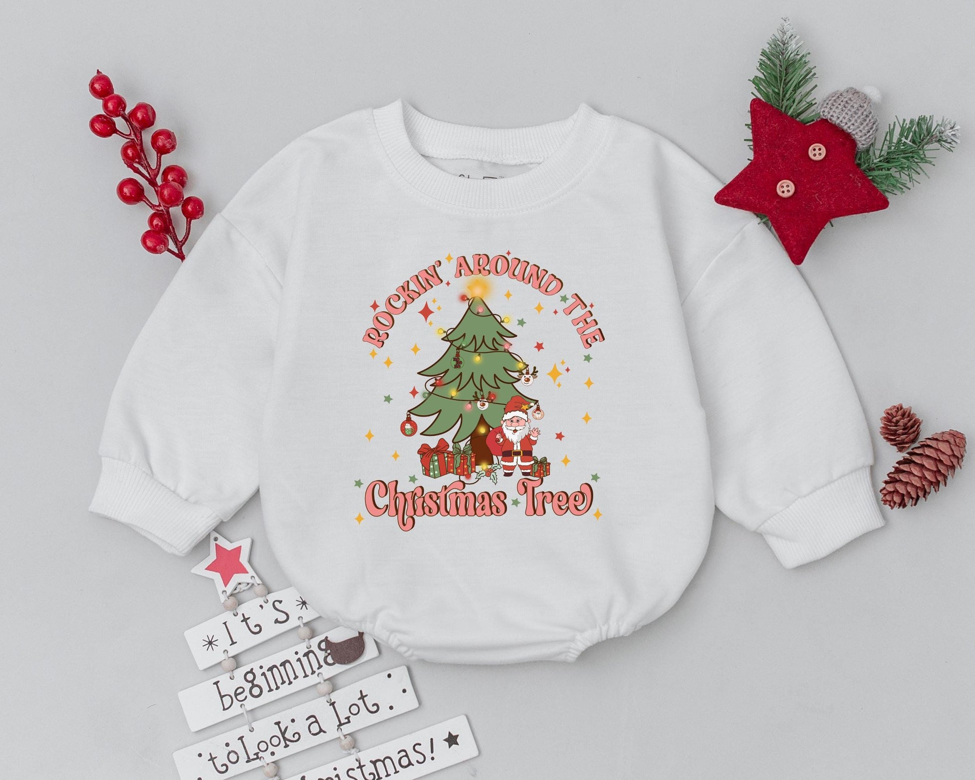 Festive Baby Romper - Christmas Outfit, Newborn Bodysuit Gift