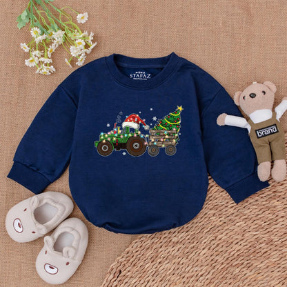 Trendy Christmas Tractor Romper: Perfect Baby Gift for First Holiday