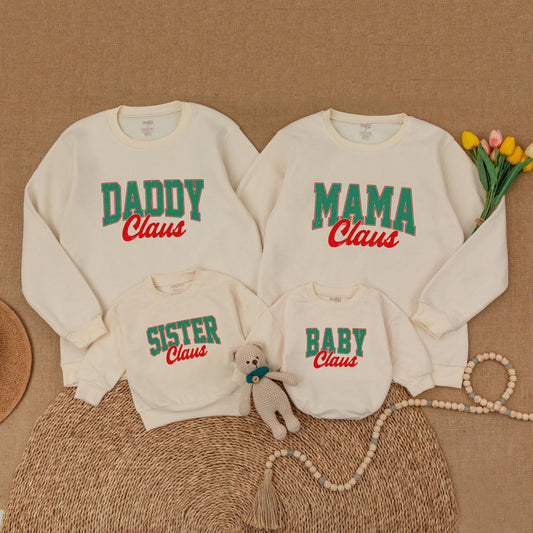 Family Claus Matching Christmas Sweaters Merry Christmas Gifts for Mom Dad Baby Festive Holiday Outfits