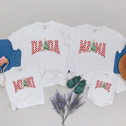 Matching Checkered Christmas Shirts: Family, Baby & Mommy Styles