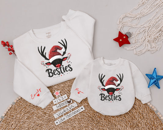 Matching Christmas Family Sweatshirts for Mom, Baby, and Aunt  