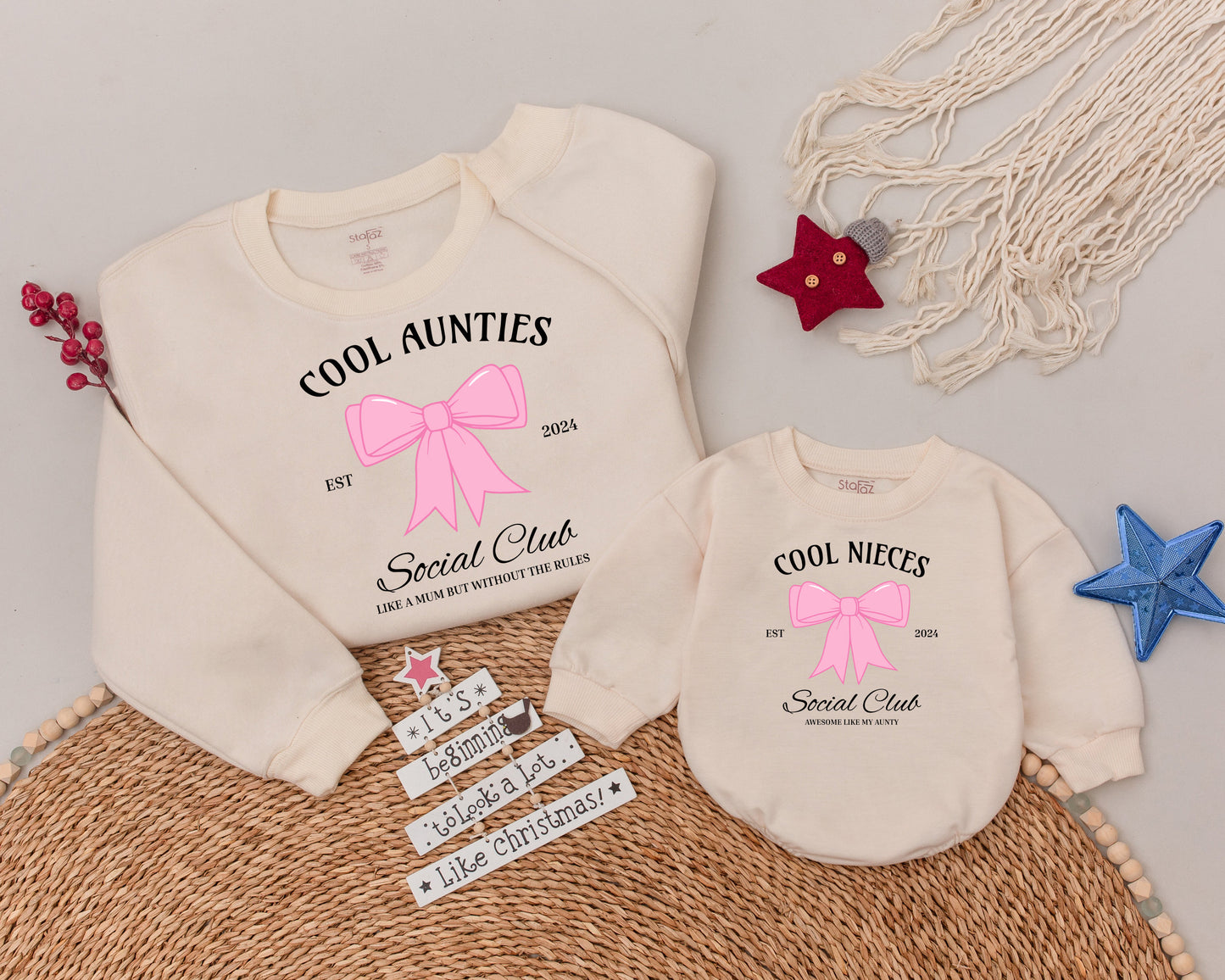 Auntie & Baby Matching Sweatshirts - Family Gift & Christmas Tee