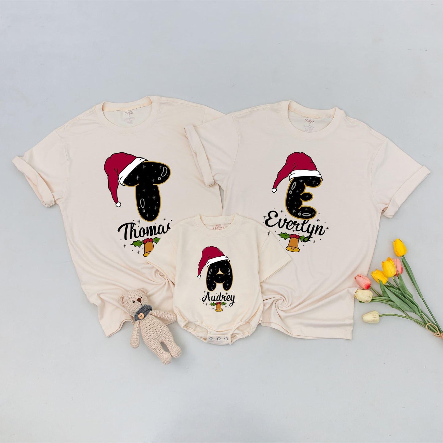 Personalized Family Christmas Tees: Custom Name Holiday Shirts