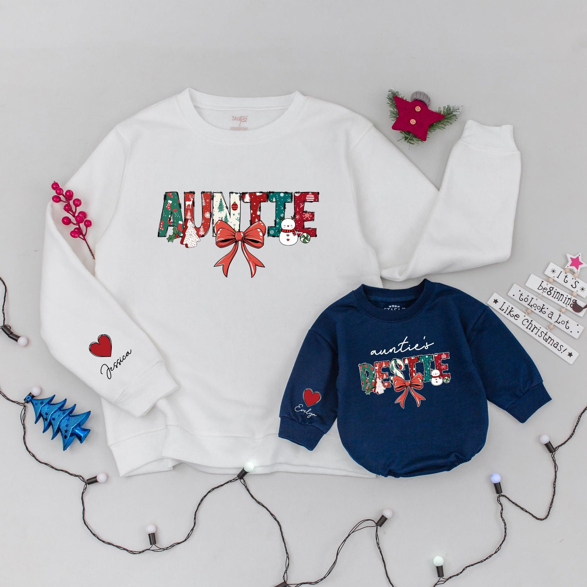 Auntie & Bestie Christmas Shirts: Trendy Family Matching Sweaters