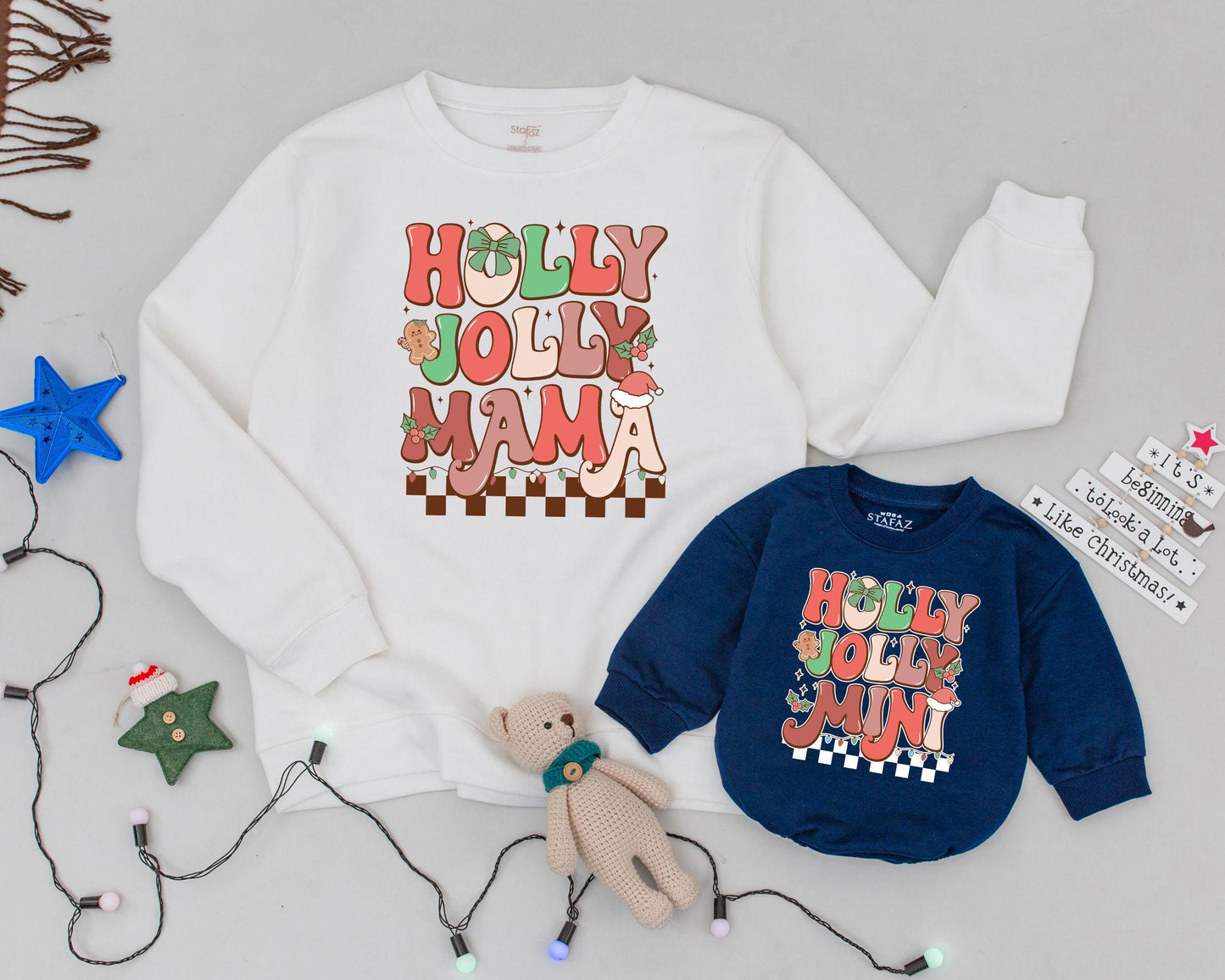 Mama Mini Christmas Sweatshirt - Retro Matching Family Holiday Shirt